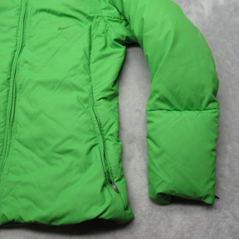 Nike Down Jacket Youth Large 12-14 Green Swoosh Zip Pockets Ripstop Full Zip - Picture 9 of 16